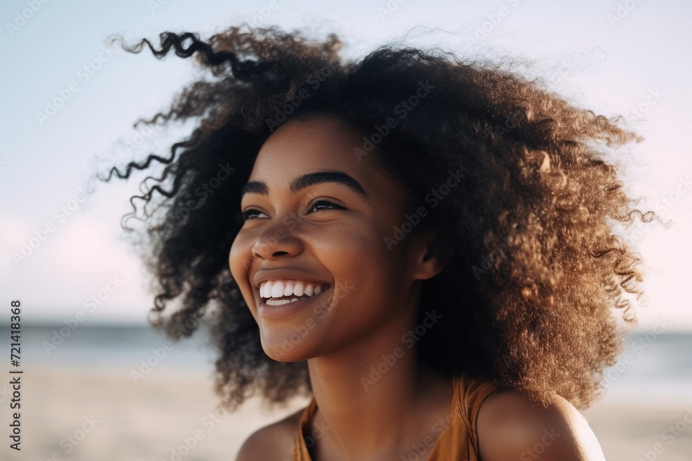 Portrait of a smiling woman on the beach Portrait of a smiling woman on the beach
