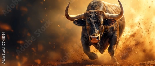 An Enraged Bull Actively Engages In Stock Market And Cryptocurrency Trading. Сoncept Lively Market Bull, Trading Rage, Crypto Engagement, Bullish Investment, Market Fury