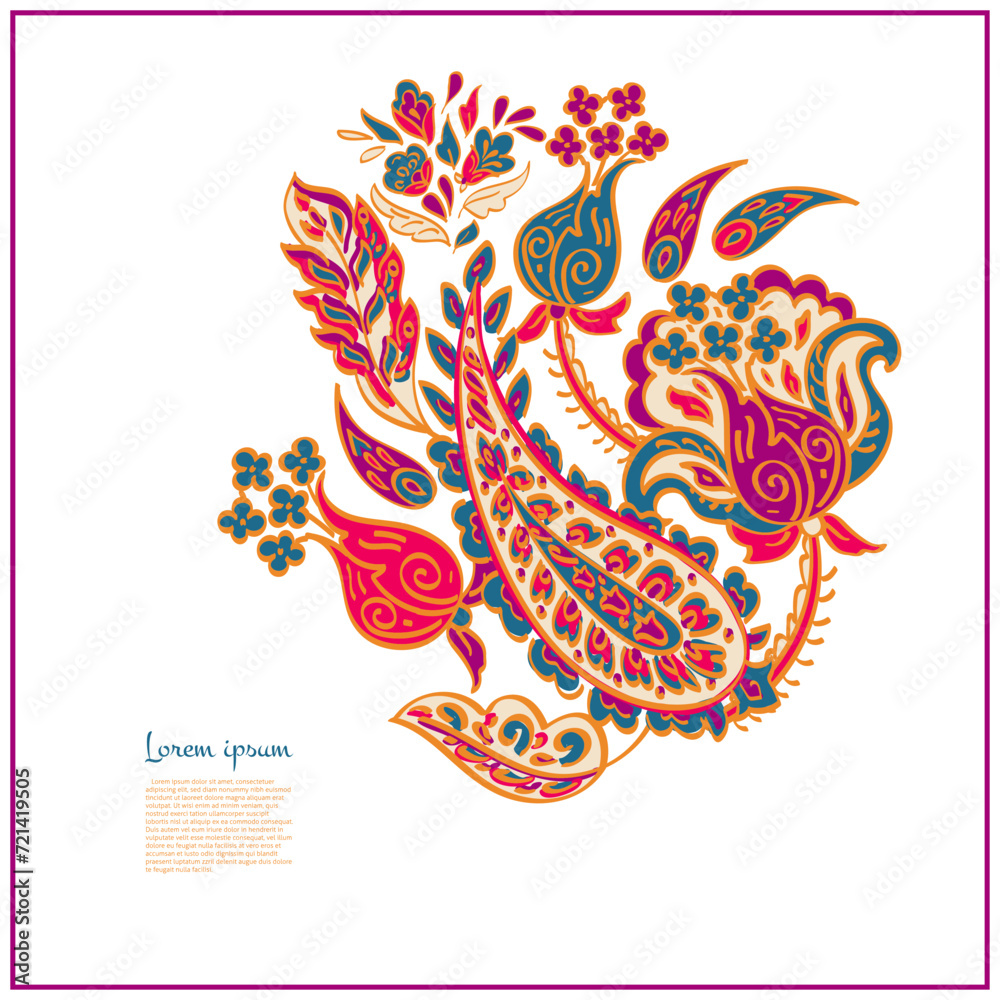 Floral Vector Isolated indian pattern with paisley