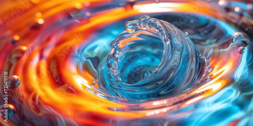 Dynamic Colorful Liquid Movements Captured Within A Transparent Orb, Evoking A Mesmerizing Swirling Wave, Ample Space For Copy