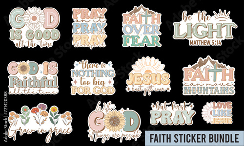 Faith Sticker Bundle, Religion Quotes Sticker Design Bundle, Motivational Sticker Bundle, Faith Over Fear Sticker