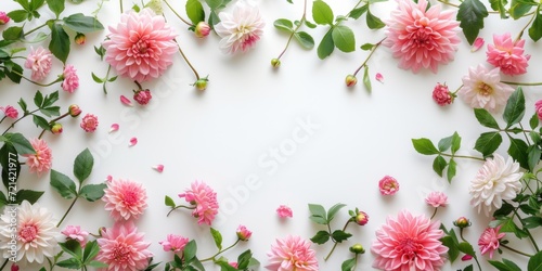 Vibrant Floral Frame On A White Background, Perfect For Special Occasions, Copy Space. Сoncept Candid Wedding Moments, Creative Food Styling, Urban Street Fashion, Natural Landscapes