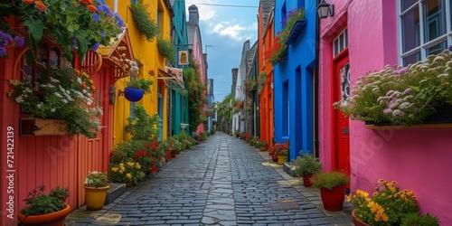 Vivid, Historic Streets In Kinsale, Cork, Ireland Beckon With Undeniable Charm, Copy Space. Сoncept Quaint Cafes, Vibrant Shopfronts, Cobblestone Streets, Waterfront Views