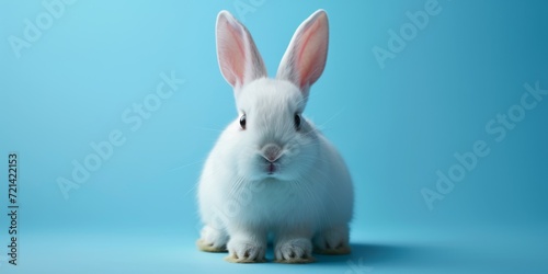 Charming Isolated White Bunny With An Irresistible Smile, Ideal For Easter-Themed Designs And Backgrounds, With Ample Space For Copy
