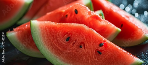 Juicy Red Slices of Ripe Watermelon: A Refreshing Delight with Luscious Red Slices of Ripe Watermelon photo