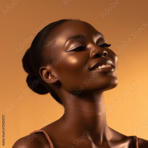 skincare photography of a relaxed african female
