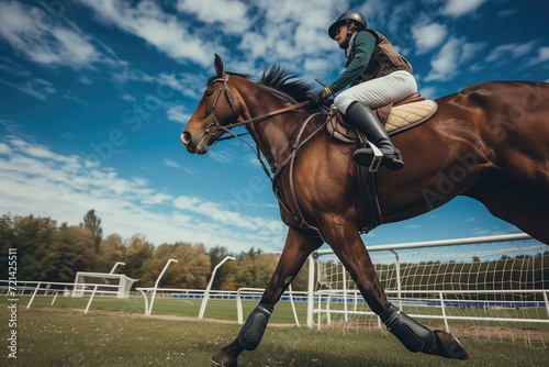 Muscular Equine Power: A Sportsman's Ride on a Majestic Horse