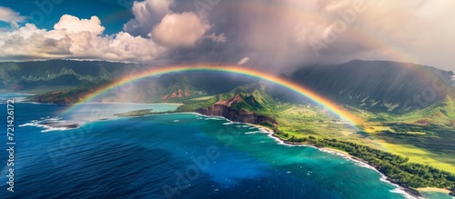 Captivating Rainbow Touching East Coast of Molokai: A Mesmerizing Sight