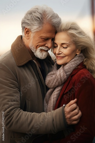 Grandma and grandpa hugging on the shore of Iorya