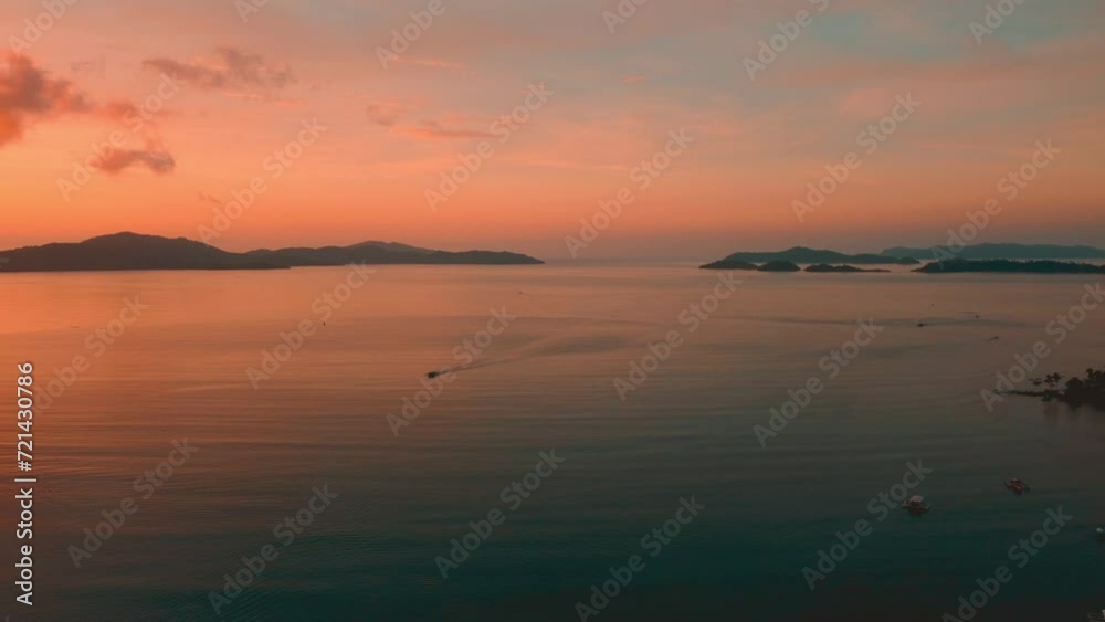 Aerial view 4k over Port Barton Harbour in Palawan, the Philippines, on a sunny morning. blue seas and skies and sunrises and misty mornings. Aerial view 4k over Port Barton Harbour in Palawan, the Philippines, on a sunny morning. blue seas and skies and sunrises and misty mornings.