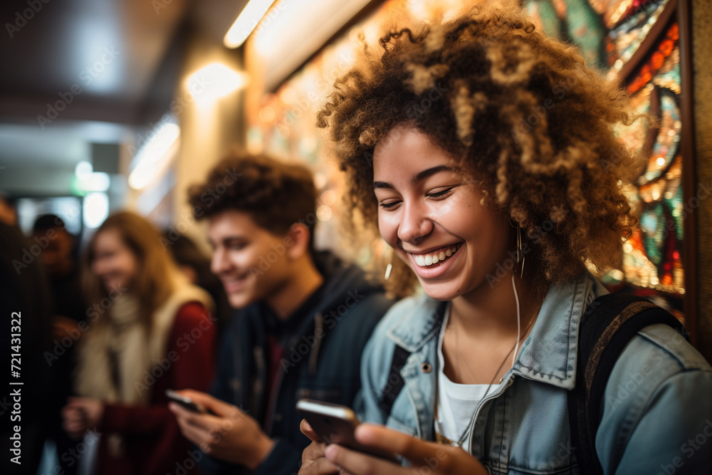 Pretty afro woman using smartphone Pretty afro woman using smartphone