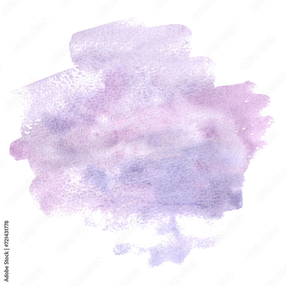 Watercolor abstract pink vaiolet stain smoke, cloud. Isolated hand drawn illustration pastel splashes, blob ink paint. Template for backdrop, card, packaging, textile and sticker, sales, advertising