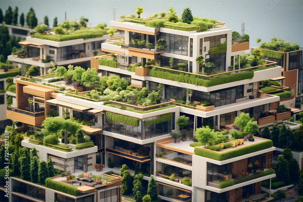 Sustainable Green Apartment Complex with Rooftop Gardens Sustainable Green Apartment Complex with Rooftop Gardens
