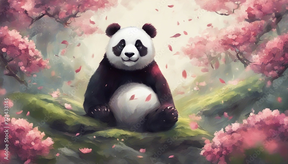 art illustration of cute panda in flower blossom atmosphere
art illustration of cute panda in flower blossom atmosphere