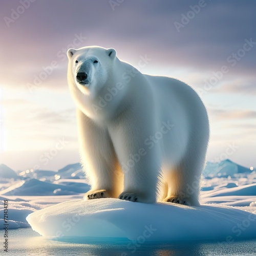 Majestic arctic mammal standing on frozen ice floe © Doru