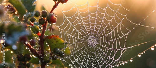 Dewy Morning Beauty Reflects in Spider's Web photo