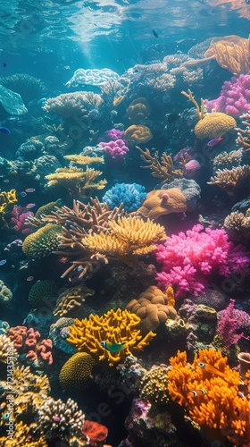 Fototapeta Naklejka Na Ścianę i Meble -  Colorful coral reef with tropical fish under the ocean