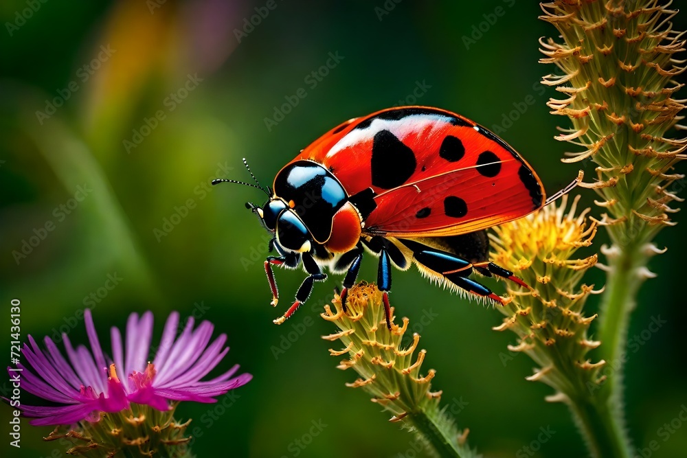 Obraz premium ladybug Fluttering FestivitiesLuna participates in festive gatherings with butterflies and moths,