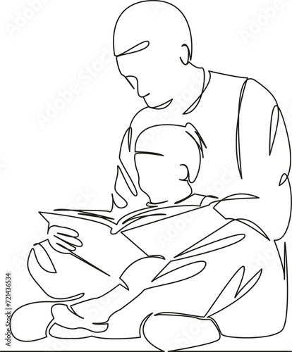 dad reading a book to child