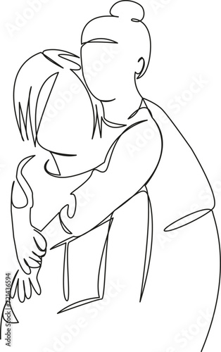 daughter hugs mom