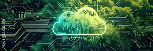 Cloud computing. Advanced technology concept banner with plenty of copy space.  photo