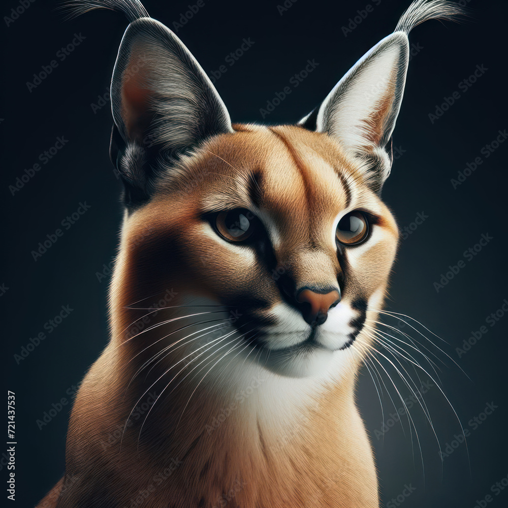 caracal, big cat, high quality portrait, africa, Felidae, felis caracal, wild cat, Каракал, isolated black background.
