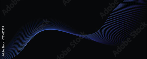 Glowing abstract vector wavy Line., Blue Color in Dark background for AI and all Digital Communications.  