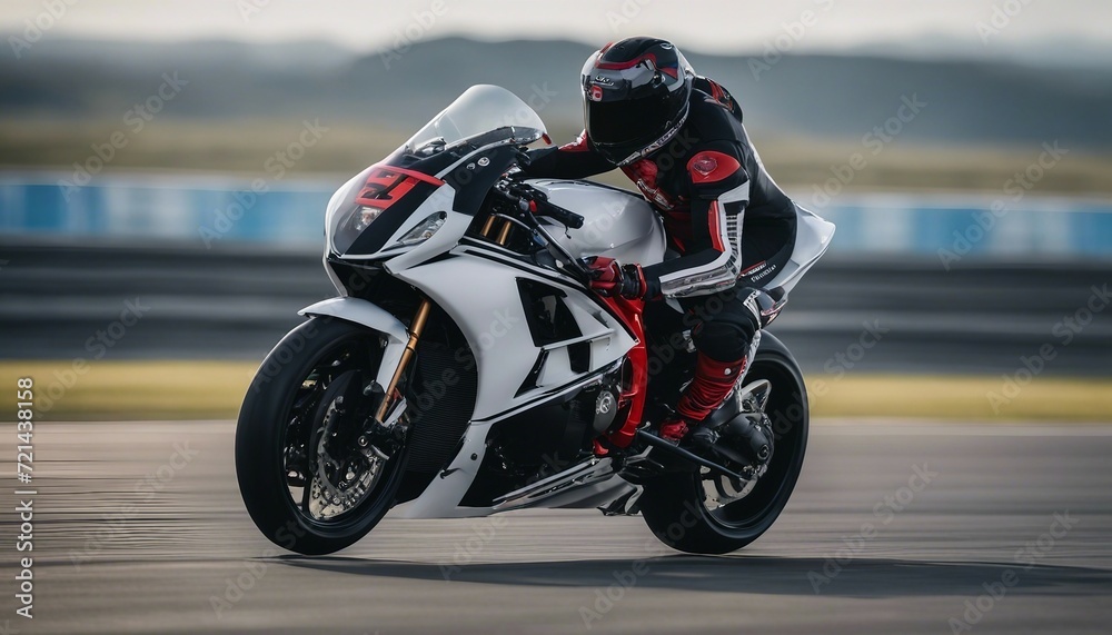 High-Performance Racing Motorcycle, a high-performance racing motorcycle on an open track