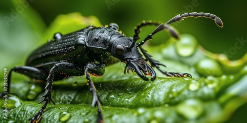 Macro shot of a beetle in the forest © YuDwi Studio