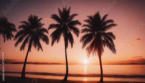 Palm Tree Sunset Silhouette, the silhouette of palm trees against a vibrant sunset sky