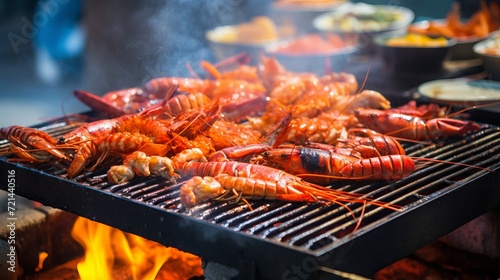 At the asian market  you can find a wide variety of deliciously grilled seafood.