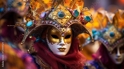 Costumes and clothing that are colorful are worn by people during the carnival