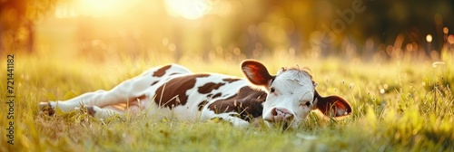 Animal (cow) laying out in the warm summer sun