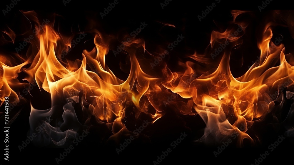 Flames are blazing on a black background. Flames are blazing on a black background.
