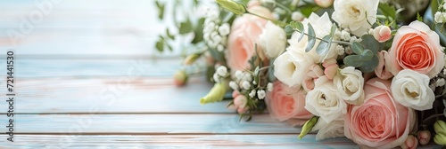 Colorful wedding flowers on panoramic banner