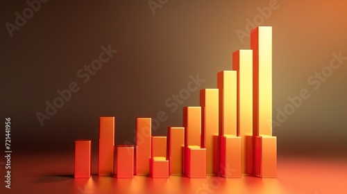 In 3d rendering  there is a bar graph showing growth and an uparrow.