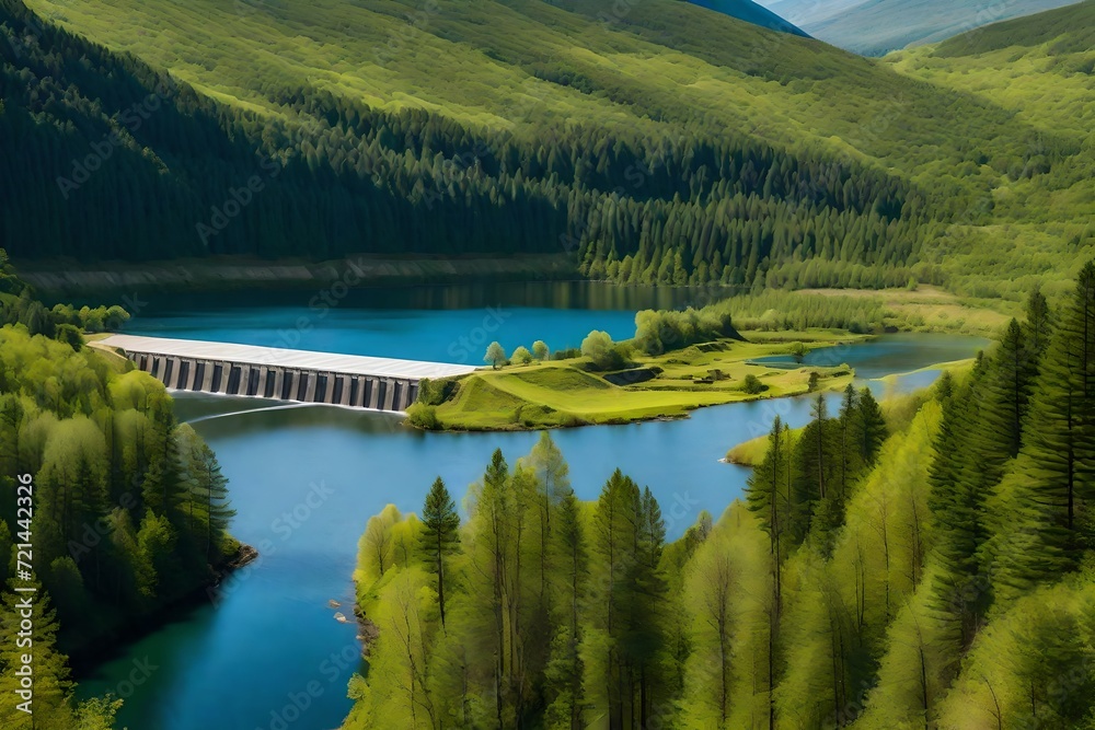 Obraz premium Powerpoint stock photo of nature that looks clean and contains hydro power dam,