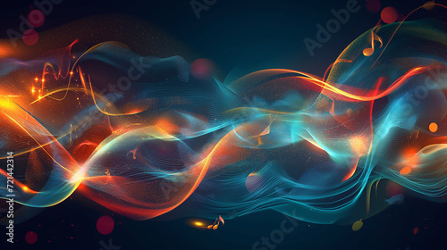 a visually striking abstract music background with elements reminiscent of musical notes, waves