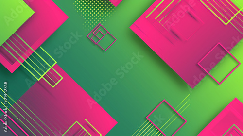 Fuchsia & neon green abstract shape background vector presentation design. PowerPoint and Business background.