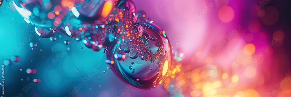Colorful bubbles with spectrum of shades in abstract EMD/rave background - obrazy, fototapety, plakaty 