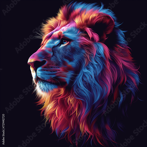lion head on a blue background © lan
