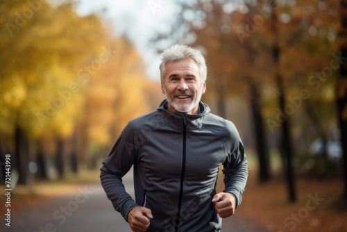 A Man Running Down a Road With Trees in the Background