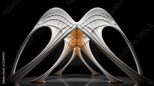 A curvilinear paraboloid suspended in perfect symmetry --ar 16:9 --v 5.2 --s 750** - Image #1 @maliktanveer