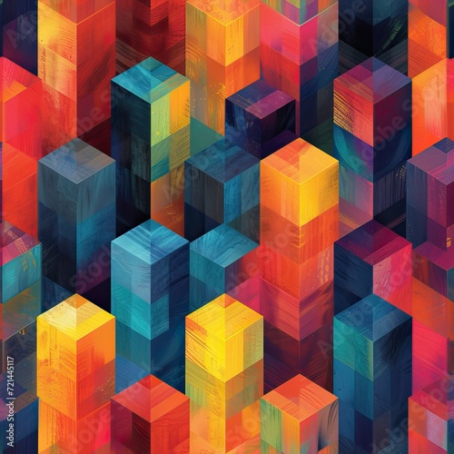 Abstract background with cubes seamless pattern photo