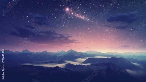 The galaxy nature aesthetic background features a starry sky and mountains that have been remixed into media. © Elchin Abilov