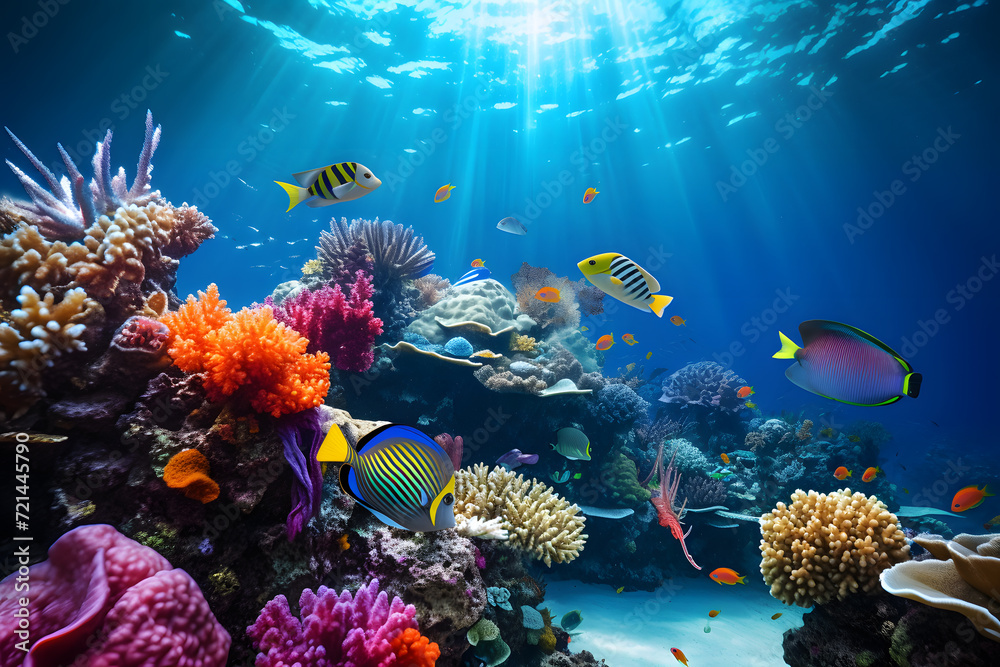 Naklejka premium Underwater coral reef 