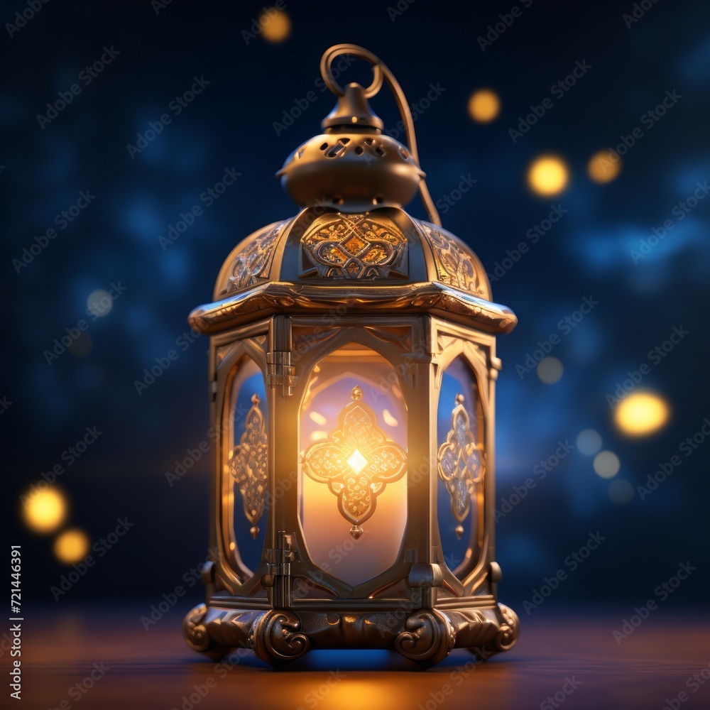 islamic lantern. a golden lantern on a dark night background. lantern on a sky background with dark clouds islamic lantern. a golden lantern on a dark night background. lantern on a sky background with dark clouds