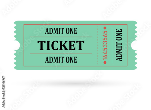 Admit one ticket in green color with serial number.