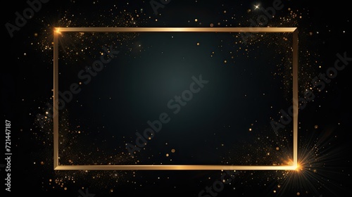 An elegant black background adorned with a shimmering rectangle frame in gold.