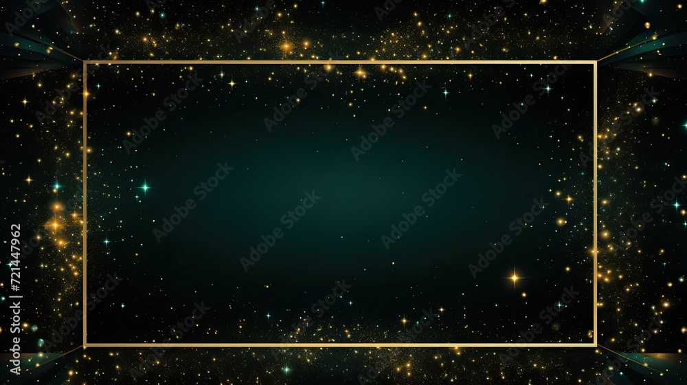 Obraz premium A black background adorned with a dazzling, empty gold rectangle frame.